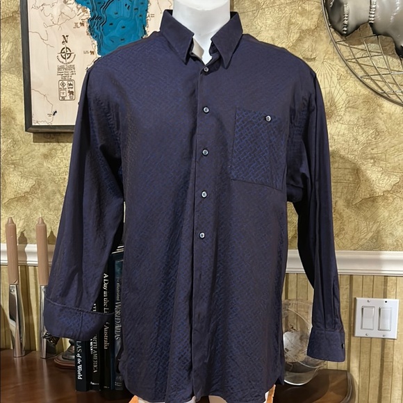 Ike Behar Blue Casual Button Down Shirt - Picture 2 of 11